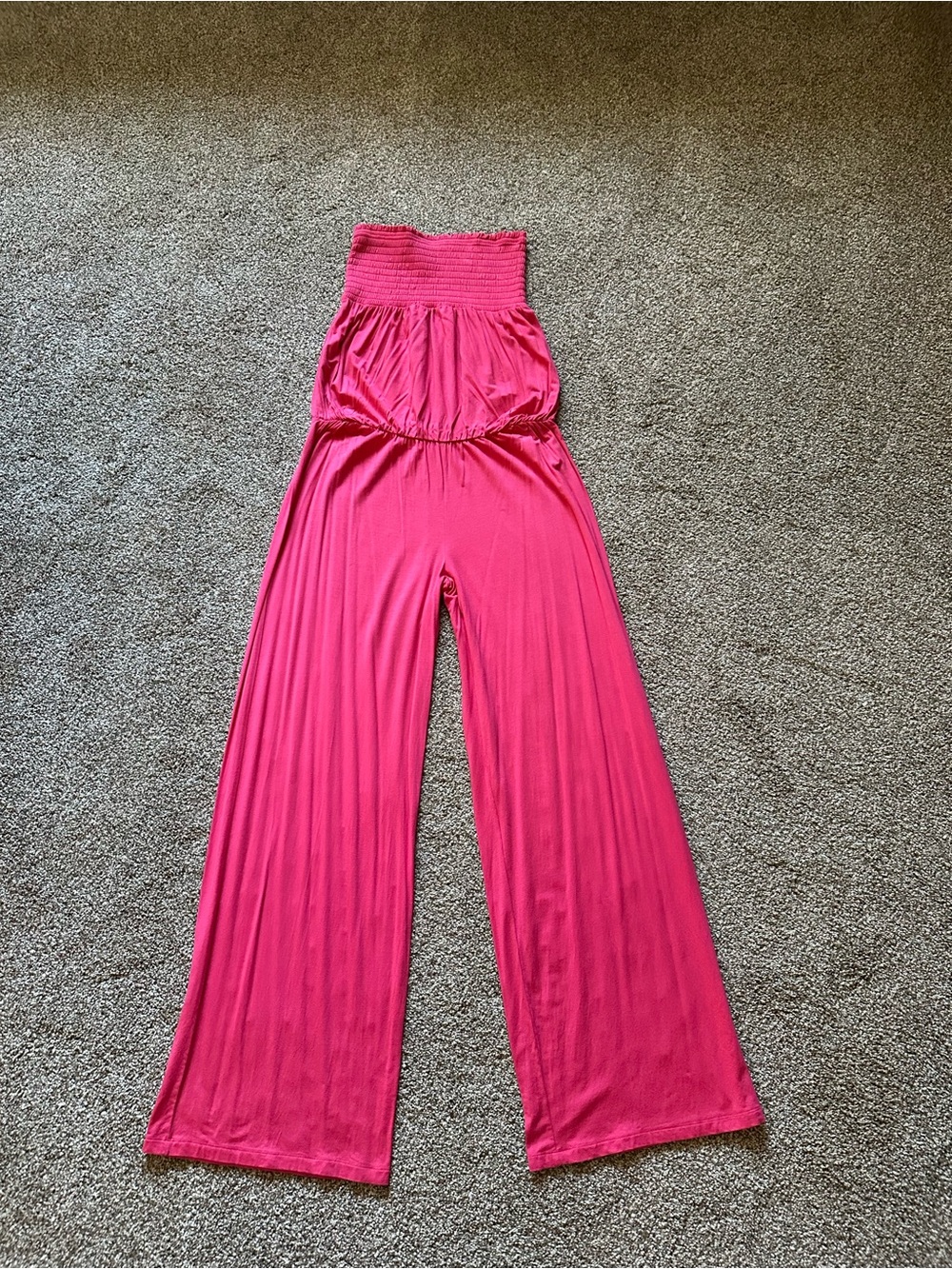 Moda International Strapless Wide-Leg Jumpsuit in Hot Pink